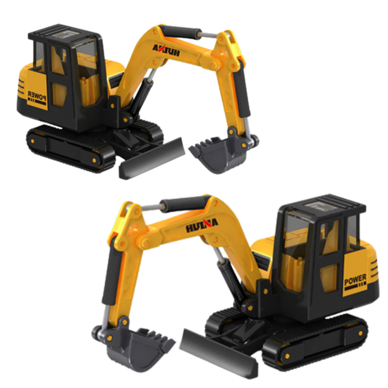 Lean Toys, Huina, koparka gąsienicowa, pojazd metalowy, żółta, 1:80