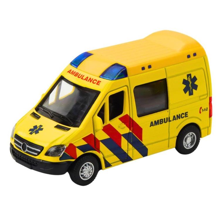 Lean Toys, karetka ambulans, pojazd metalowy z napędem pull back