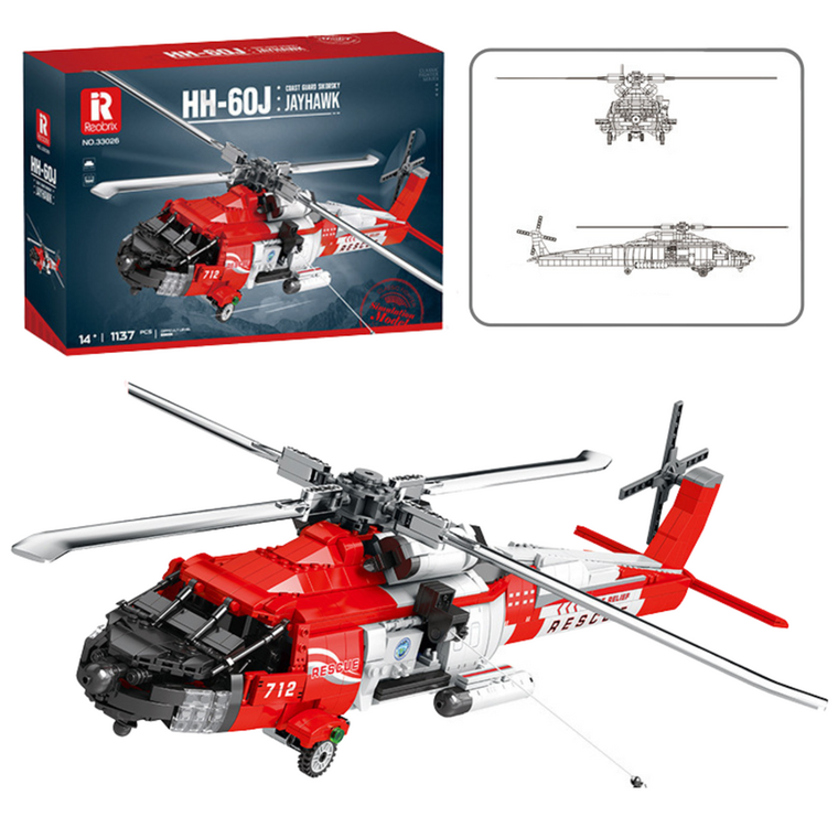 Lean Toys, klocki konstrukcyjne, helikopter ratunkowy, 1137 elementów