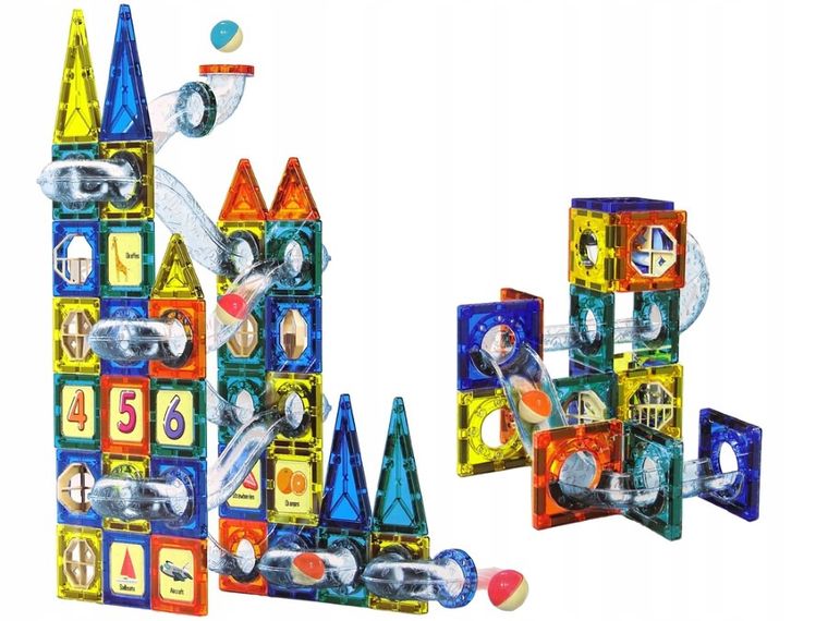 Lean Toys, klocki magnetyczne, kulodrom, 97 elementów