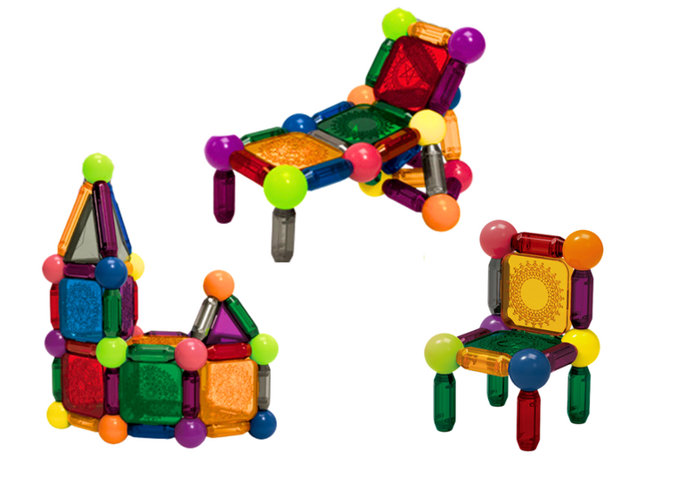 Lean Toys, klocki magnetyczne z podświetleniem, 80 elementów