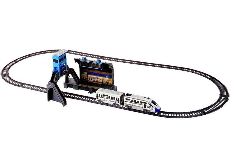 Lean Toys, kolejka elektroniczna z dworzcem, 244 cm