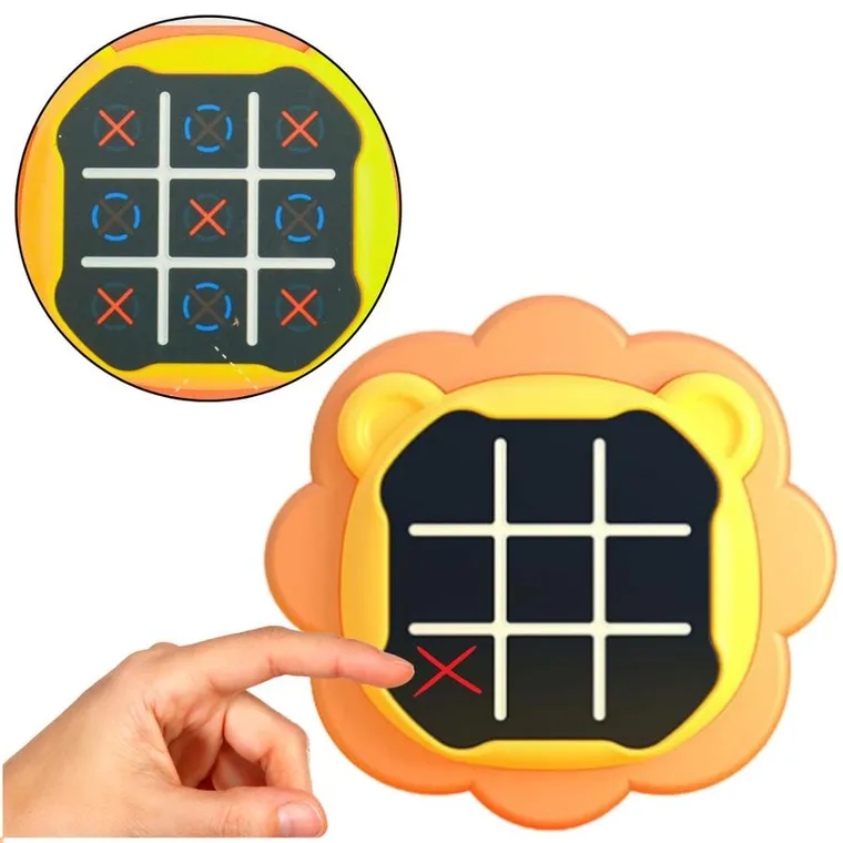 Lean Toys, kółko i krzyżyk + memory, gra elektroniczna 3w1, lew pomarańczowy