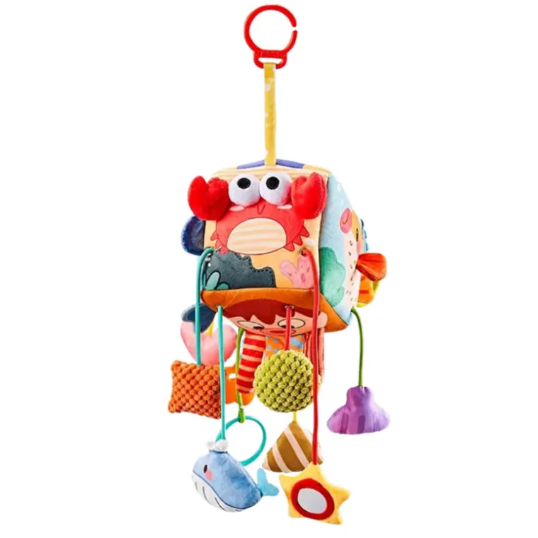 Lean Toys kostka sensoryczna, zawieszka do łóżeczka, zwierzęta morskie