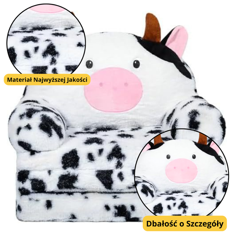 Lean Toys, Krowa, rozkładany fotel dla dziecka, 3 poziomowy, 50-50 cm