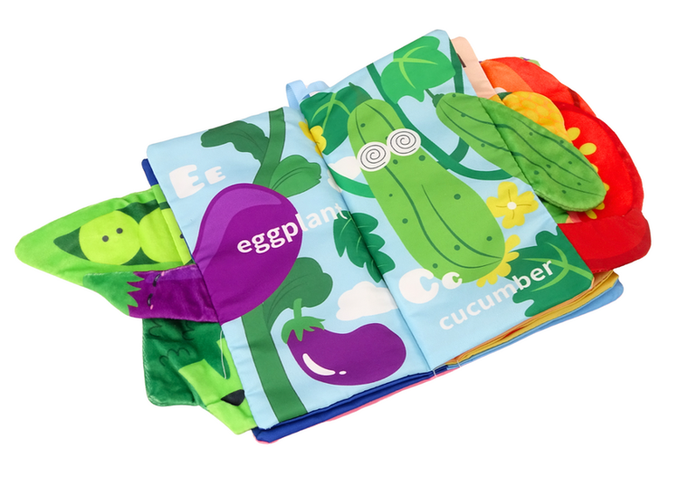 Lean Toys, książeczka miękka, warzywa, szeleszcząca