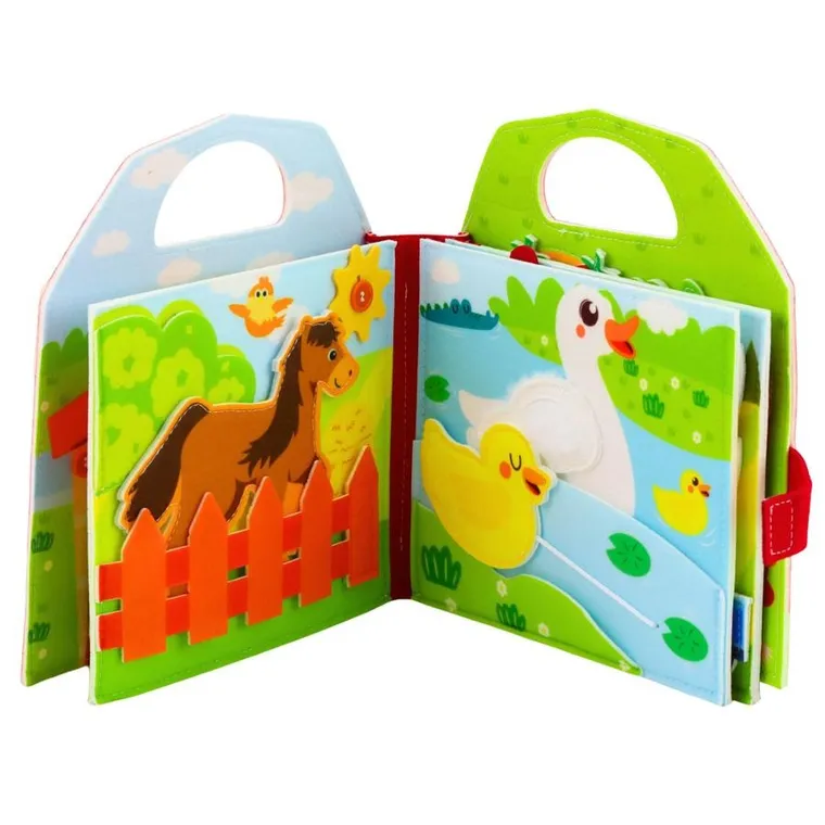 Lean Toys, książeczka sensoryczna 3D, filcowa, farma