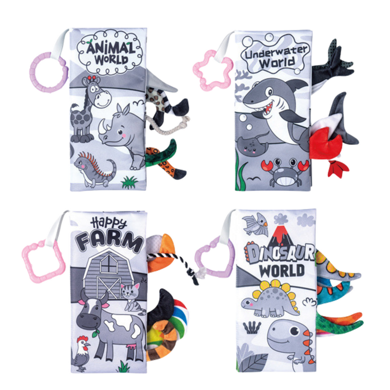 Lean Toys, książeczki miękkie sensoryczne dla malucha, 4 szt.