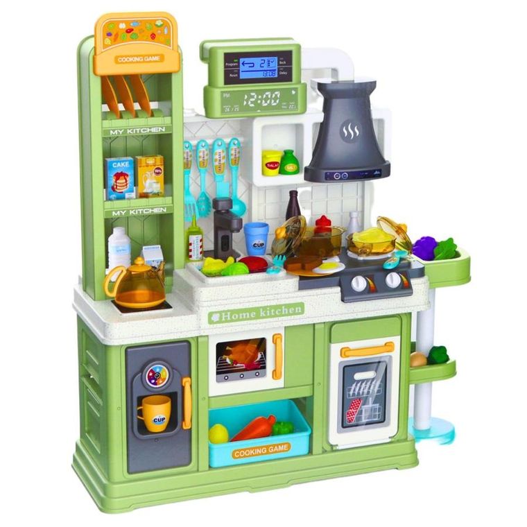 Lean Toys, kuchnia z akcesoriami, interaktywna, zielona, 64 elementy