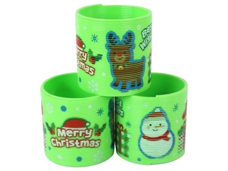 Lean Toys, kultowa sprężyna, zielona, motyw świąteczny, 6 cm