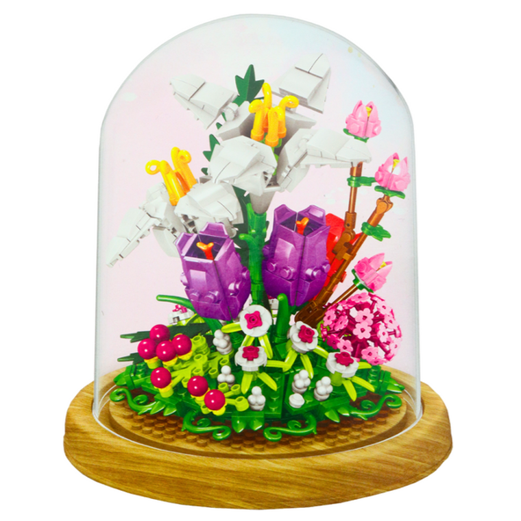 Lean Toys, kwiaty w gablotce, klocki, 487 elementów