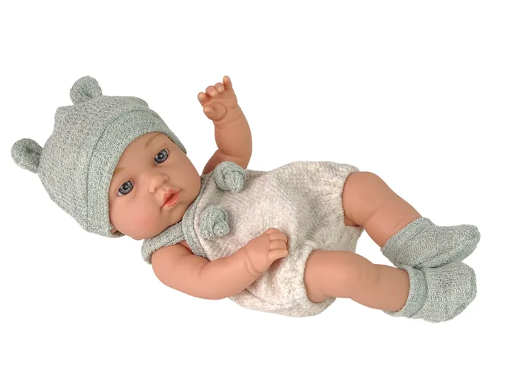 Lean Toys, lalka bobas, sweter, czapeczka zielona, 30 cm