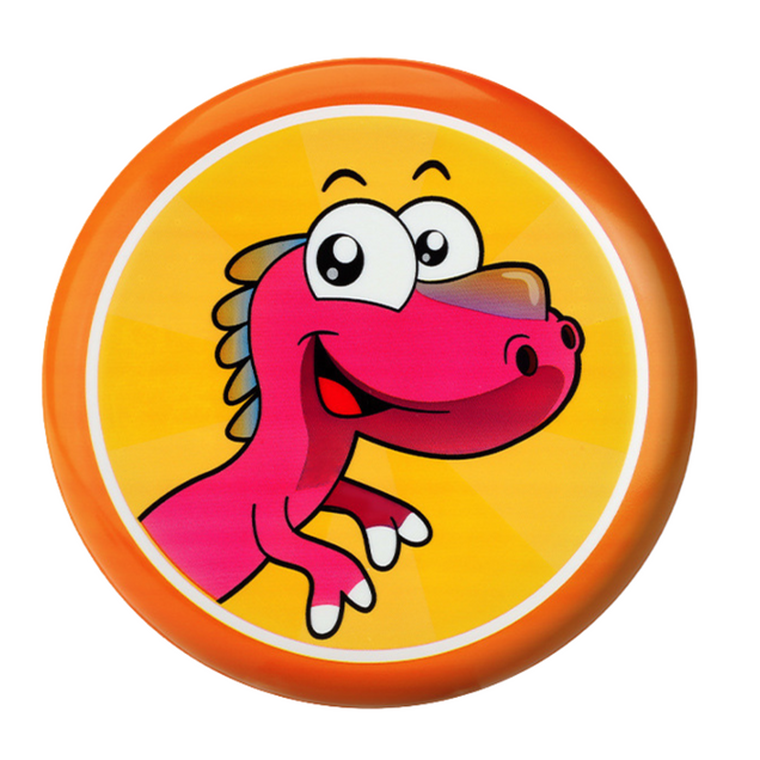 Lean Toys, latający dysk frisbee, pomarańczowy z dinozaurem, 20 cm