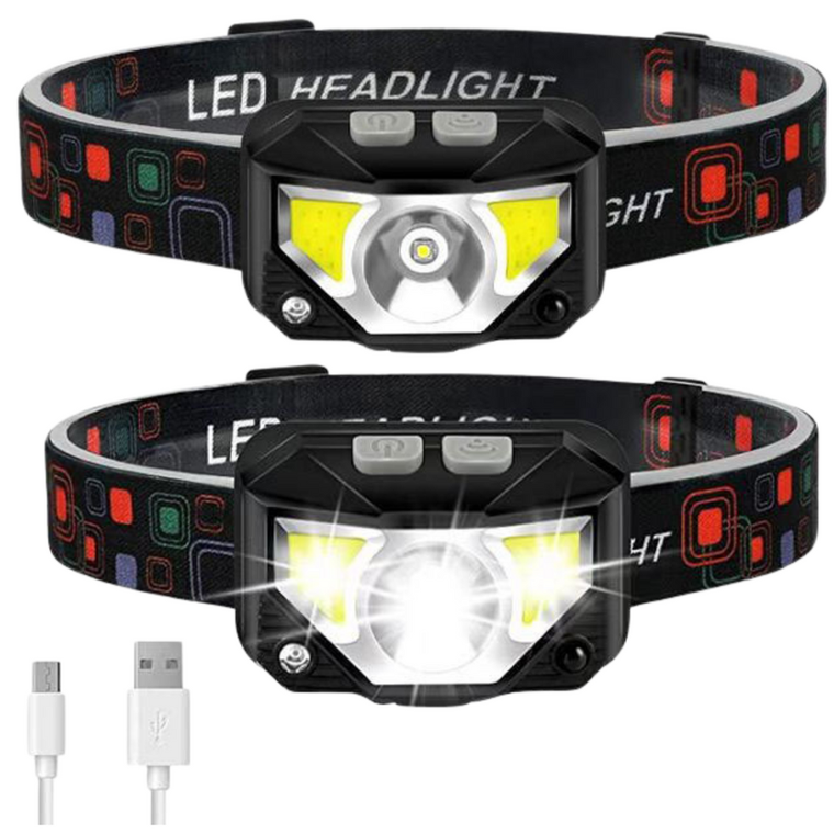 Lean Toys, latarka czołowa LED, 8 trybów, czujnik ruchu