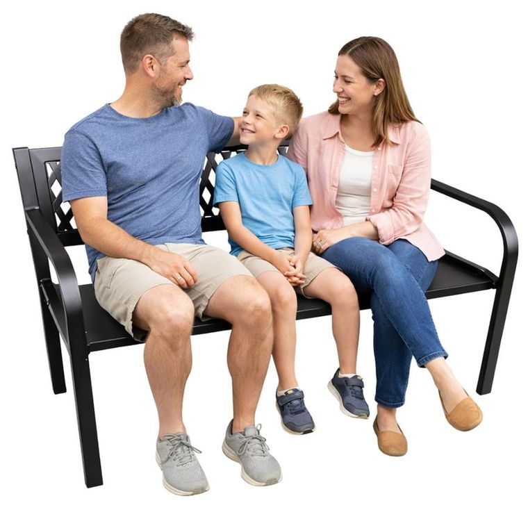 Lean Toys, ławka ogrodowa, metalowa, czarna, 120 cm