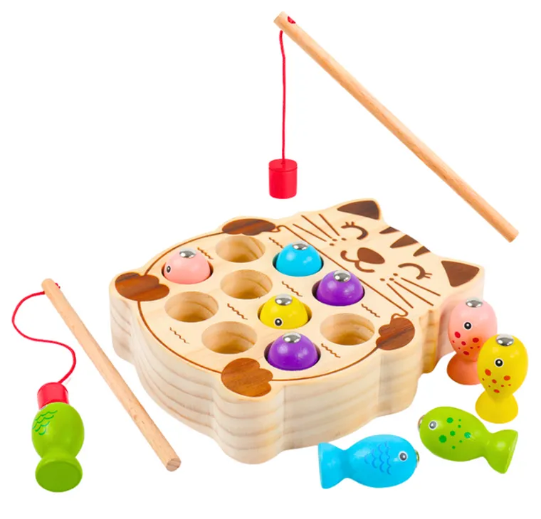 Lean Toys, łowienie rybek, 2 wędki, drewniana gra zręcznościowa