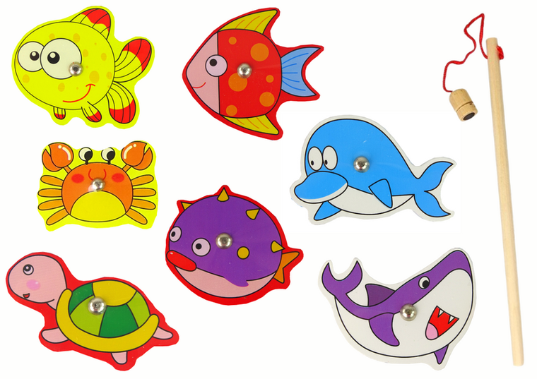 Lean Toys, łowienie rybek, drewniana gra zręcznościowa