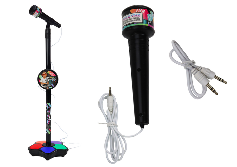 Lean Toys, mikrofon ze statywem, regulowany, czarny