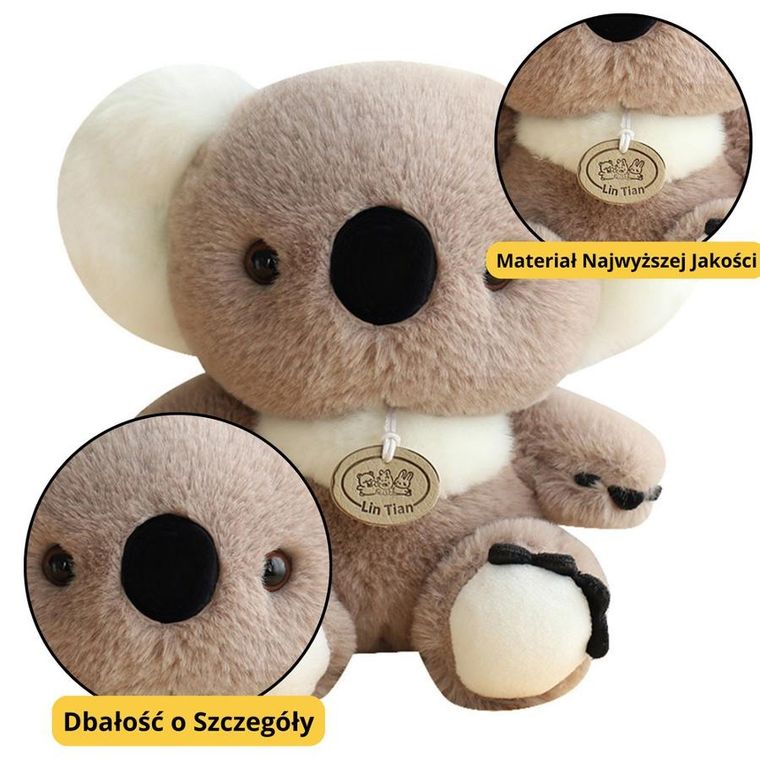 Lean Toys, miś koala, maskotka, szara, 23 cm