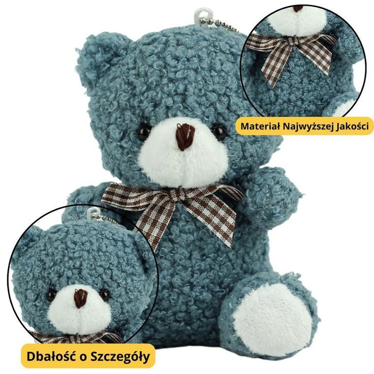 Lean Toys, miś, maskotka z breloczkiem, granatowy, 8 cm