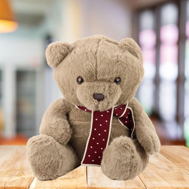 Lean Toys, miś z szalikiem, maskotka, jasnobrązowy, 45 cm