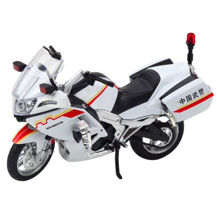 Lean Toys, motocykl, pojazd interaktywny, metalowy, biało-czerowny, 1:12
