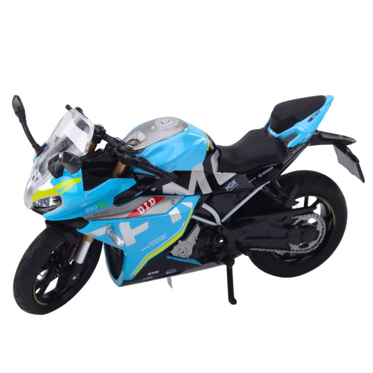 Lean Toys, motocykl, pojazd interaktywny, metalowy, niebieski, 1:12