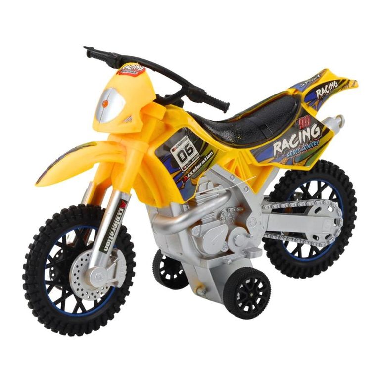 Lean Toys, motor crossowy off-road, pojazd interaktywny, żółty