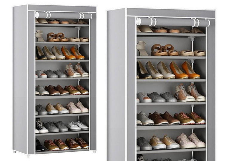 Lean Toys, organizer 8-poziomowy na buty, szara osłona