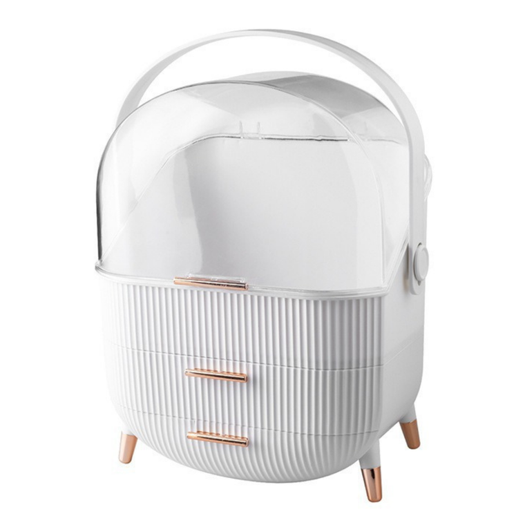 Lean Toys, organizer na kosmetyki, dwie szuflady, biały