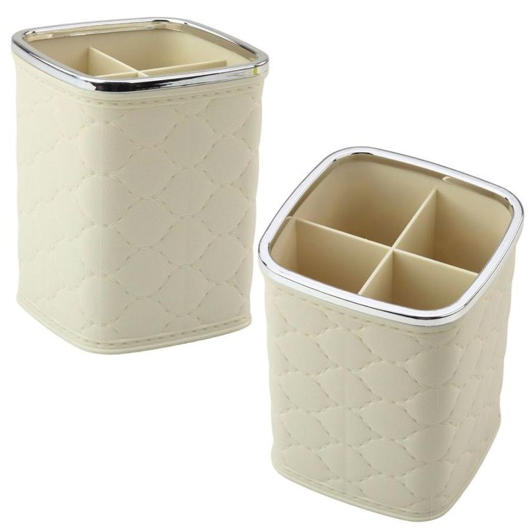 Lean Toys, organizer pojemnik na pędzle, 4 przegrody, biały, 12-9,5 cm