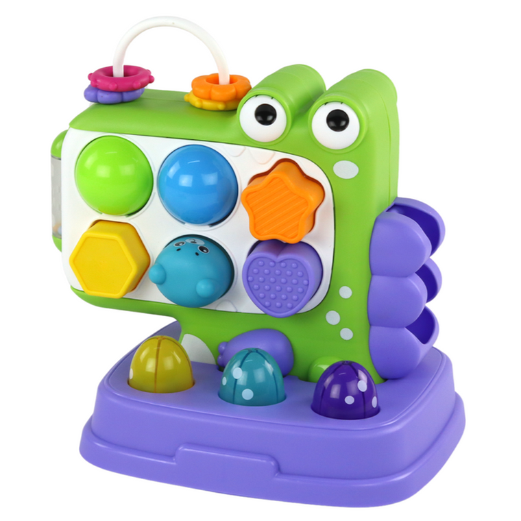 Lean Toys, panel edukacyjny z młotkiem, whack-a-mole, gra zręcznościowa, dinozaur