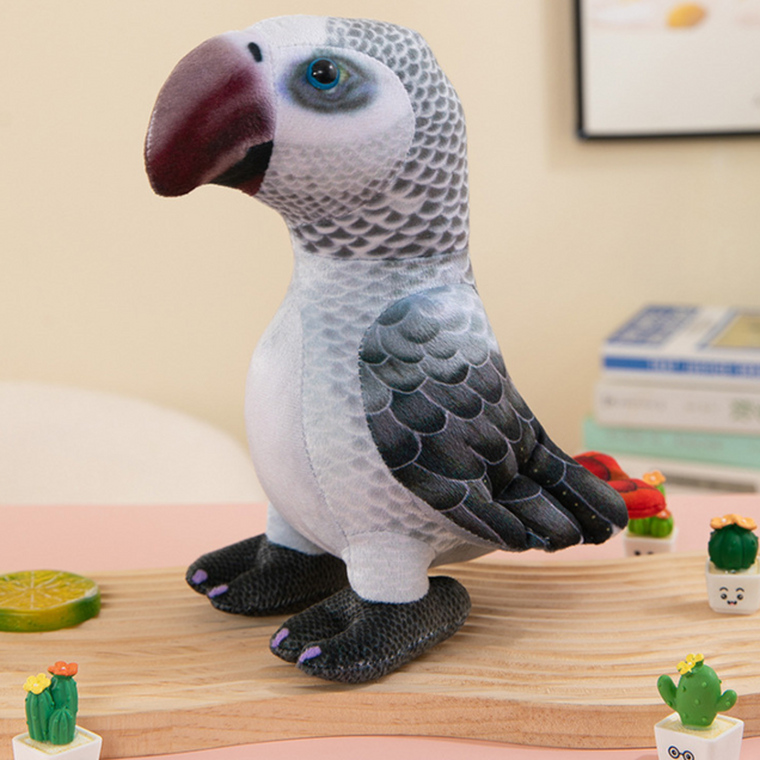 Lean Toys, papuga, maskotka, szara, 20 cm