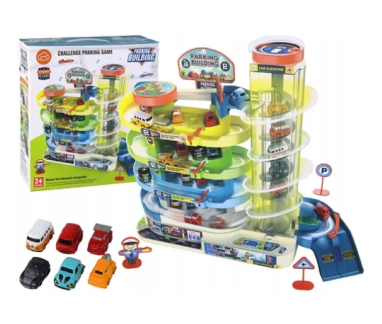 Lean Toys, parking wielopoziomowy dla aut, z dźwiękiem