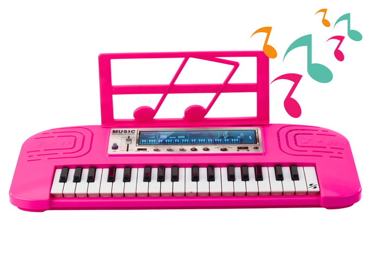Lean Toys, pianino, różowe, 36 melodii