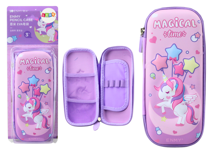 Lean Toys, piórnik 3D, jednorożec, fioletowy, 23-10 cm