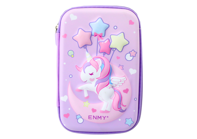 Lean Toys, piórnik rozkładany 3D, jednorożec, fioletowy, 23-15-5 cm