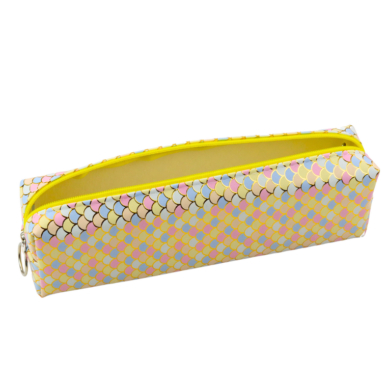 Lean Toys, piórnik saszetka, syrenie łuski, żółty, 21-6 cm