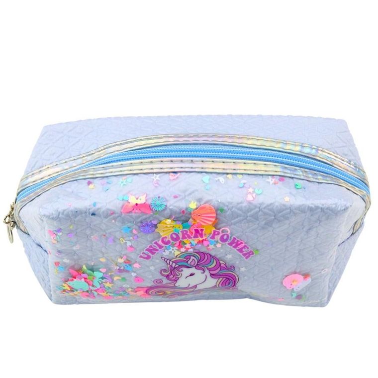 Lean Toys, piórnik saszetka z opaską, jednorożec, niebieski, 20 cm