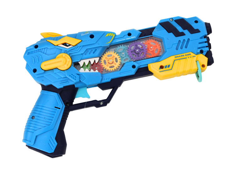 Lean Toys, pistolet z projektorem, dinozaur, niebieski czerwony