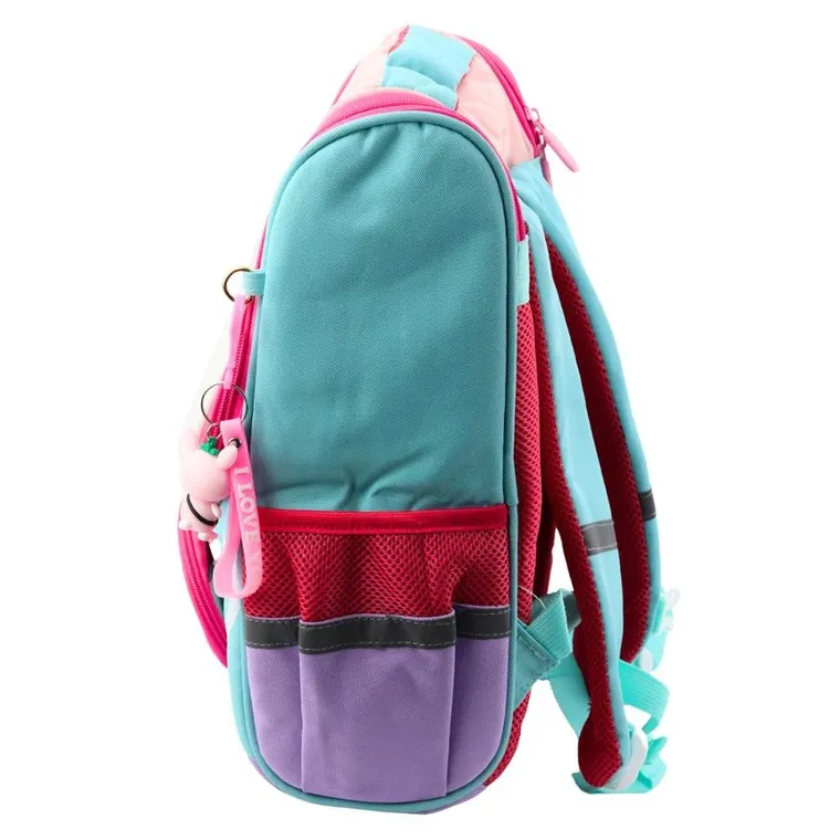 Lean Toys, plecak szkolny, kot biały saszetka z ptaszkiem, 21l