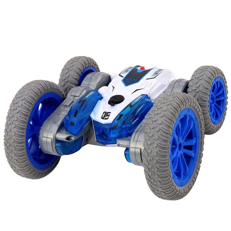 Lean Toys, pojazd kaskaderski zdalnie sterowany, światła dym drift 360°, niebieski