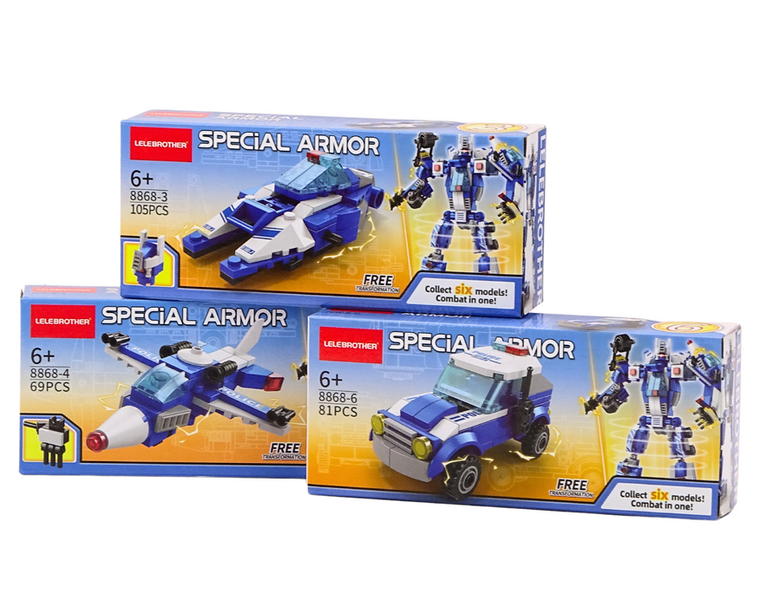 Lean Toys, pojazdy policyjne, klocki