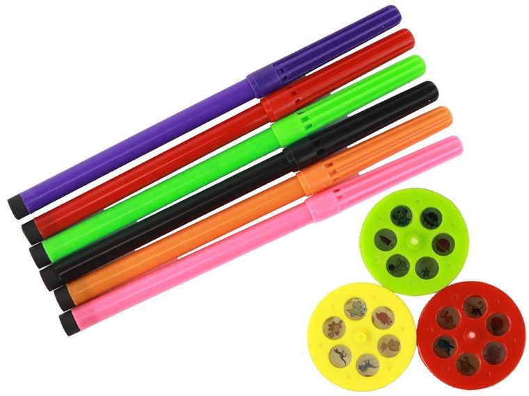 Lean Toys, projektor do nauki rysowania, zestaw z flamastrami, dinozaur