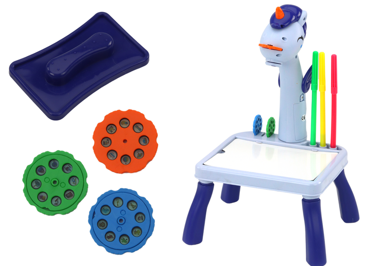 Lean Toys, projektorem do nauki rysowania, 2w1, niebieski jednorożec