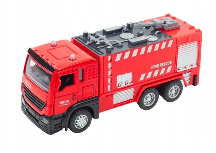 Lean Toys, remiza strażacka, zestaw interaktywny z pojazdem, 1:32