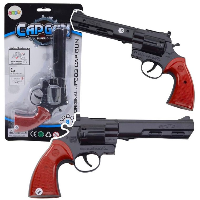 Lean Toys, rewolwer na kapiszony z dźwiękiem strzału, czarny