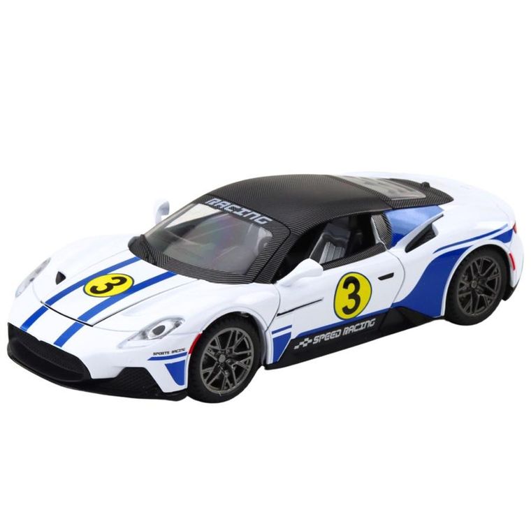 Lean Toys, samochód metalowy sportowy światła dźwięki napęd, biały, 1:22