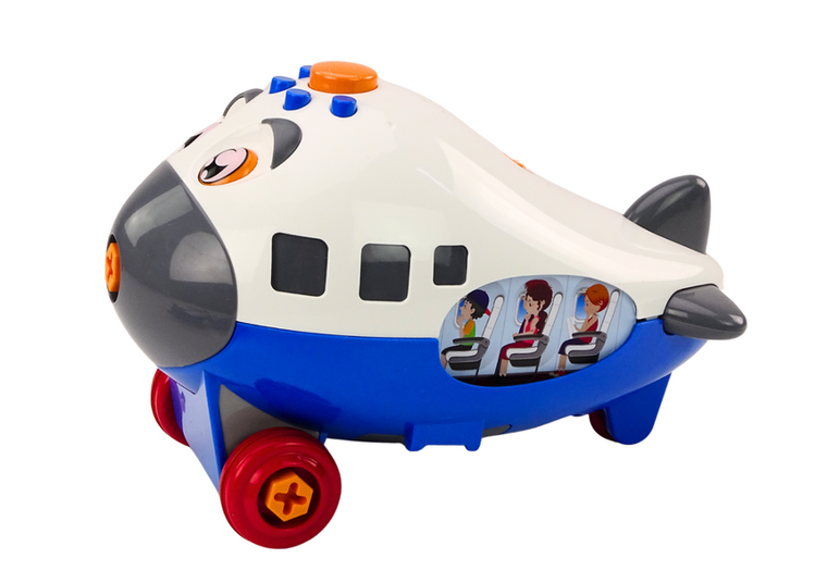 Lean Toys, samolot do skręcania, niebieski