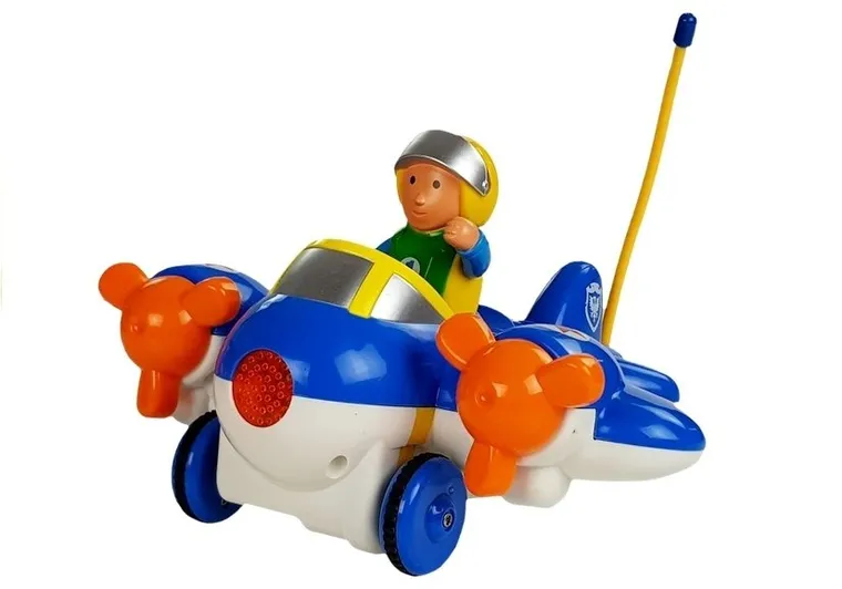 Lean Toys, samolot z pilotem, zdalnie sterowany kierownicą, niebieski